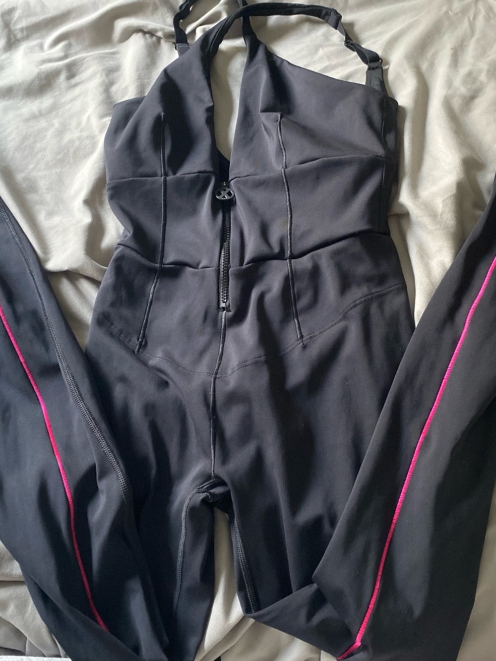 Savage X Fenty Black Jumpsuit with Pink Side Piping